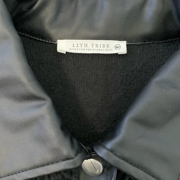 12th Tribe Black Leather Jacket - Picture 8 of 13